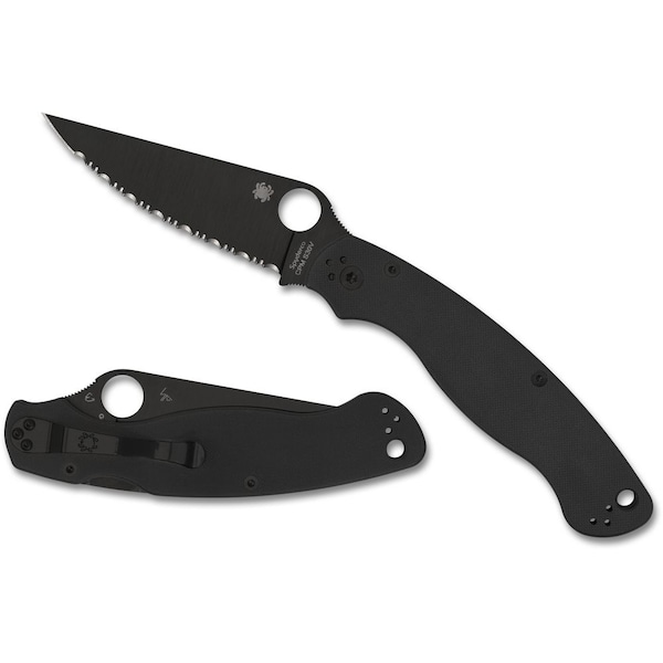 Spyderco 2024 Spyderco Reveal 13 Military 2 Black G-10 Black Blade, Serrated Edge SPY-C36GSBK2 - main